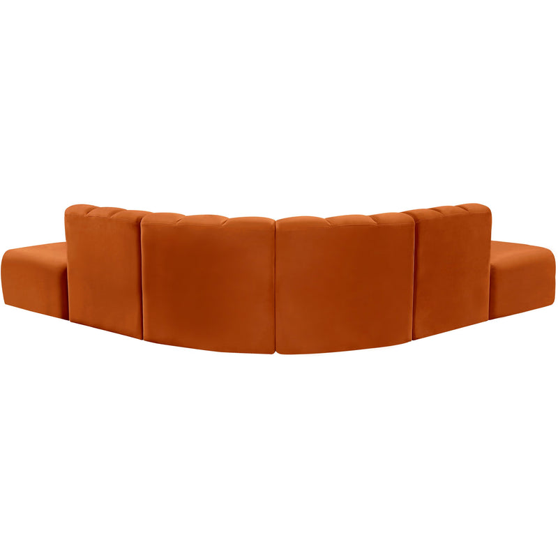 Meridian Arc Cognac Velvet 6 pc Modular Sectional IMAGE 3