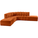 Meridian Arc Cognac Velvet 6 pc Modular Sectional IMAGE 5