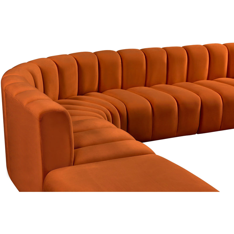 Meridian Arc Cognac Velvet 6 pc Modular Sectional IMAGE 8