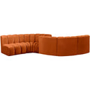 Meridian Arc Cognac Velvet 6 pc Modular Sectional IMAGE 3