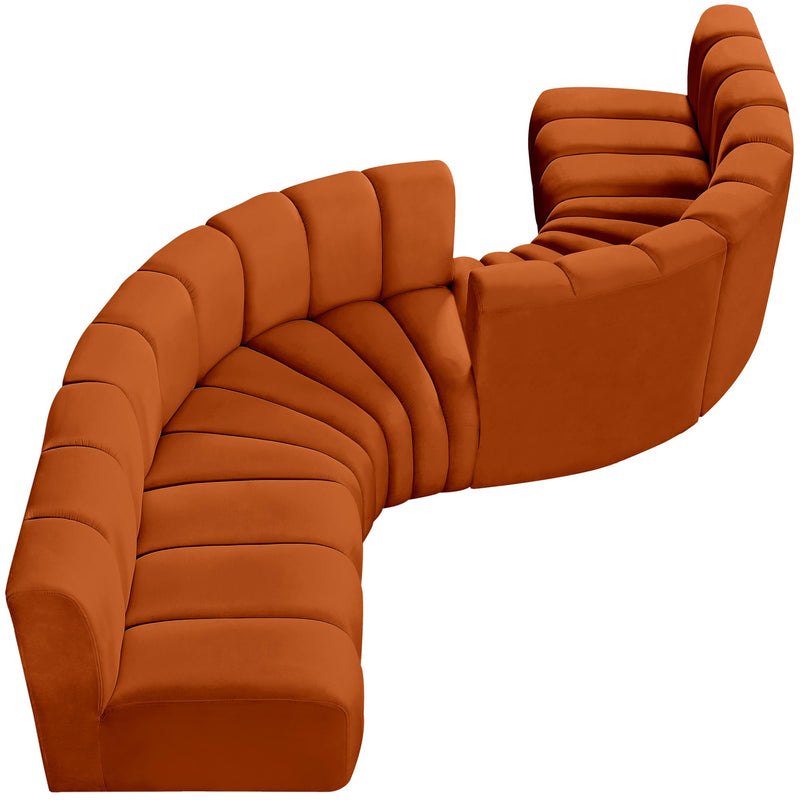 Meridian Arc Cognac Velvet 6 pc Modular Sectional IMAGE 6