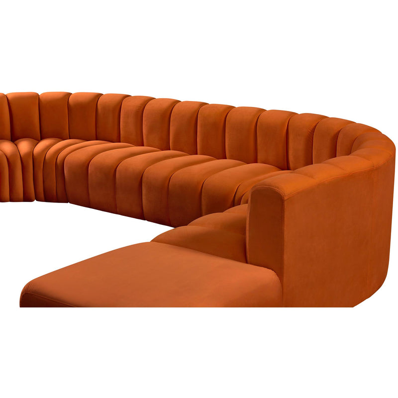 Meridian Arc Cognac Velvet 7 pc Modular Sectional IMAGE 10