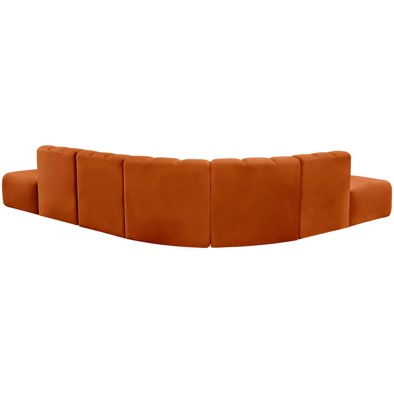 Meridian Arc Cognac Velvet 7 pc Modular Sectional IMAGE 3