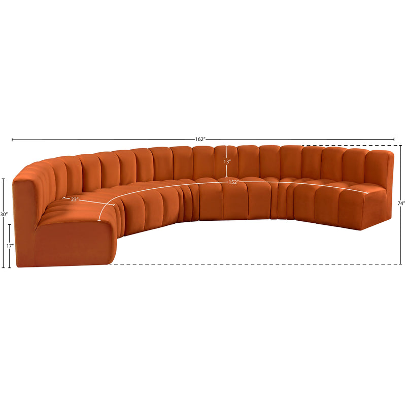 Meridian Arc Cognac Velvet 7 pc Modular Sectional IMAGE 14