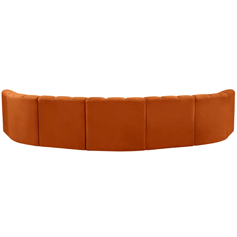 Meridian Arc Cognac Velvet 7 pc Modular Sectional IMAGE 3