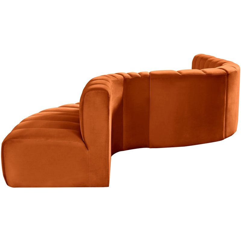 Meridian Arc Cognac Velvet 7 pc Modular Sectional IMAGE 8