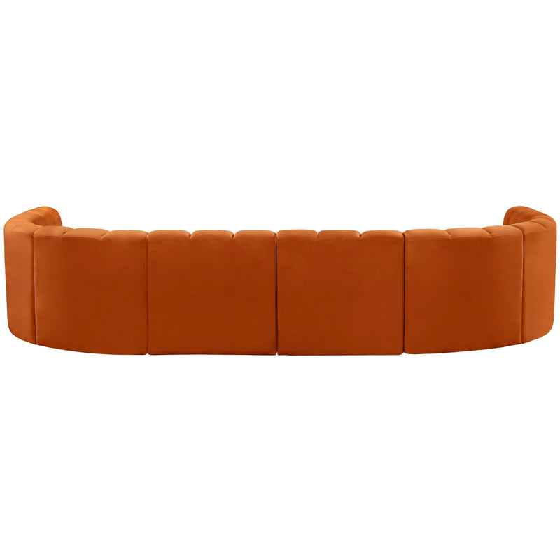 Meridian Arc Cognac Velvet 8 pc Modular Sectional IMAGE 3