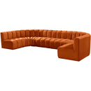 Meridian Arc Cognac Velvet 8 pc Modular Sectional IMAGE 6