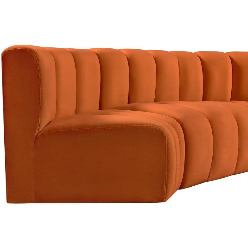 Meridian Arc Cognac Velvet 8 pc Modular Sectional IMAGE 10
