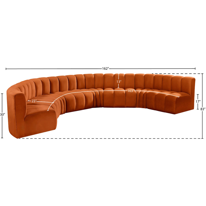 Meridian Arc Cognac Velvet 8 pc Modular Sectional IMAGE 14