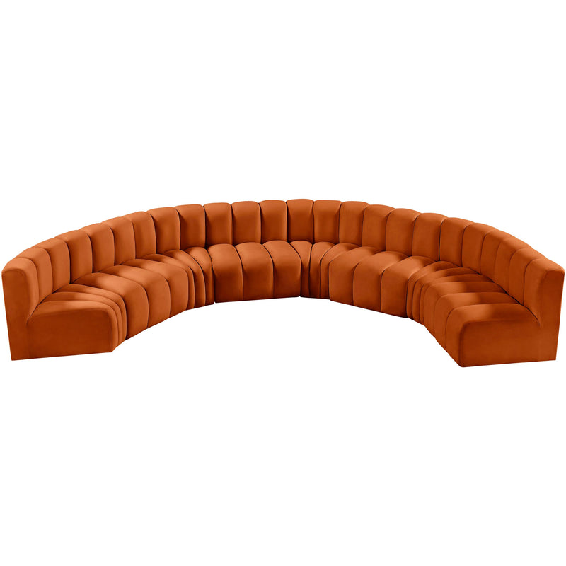 Meridian Arc Cognac Velvet 8 pc Modular Sectional IMAGE 4