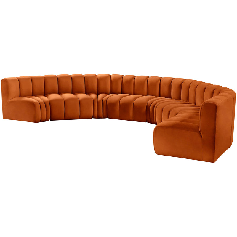 Meridian Arc Cognac Velvet 8 pc Modular Sectional IMAGE 6