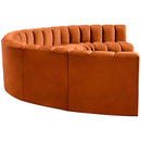 Meridian Arc Cognac Velvet 8 pc Modular Sectional IMAGE 7