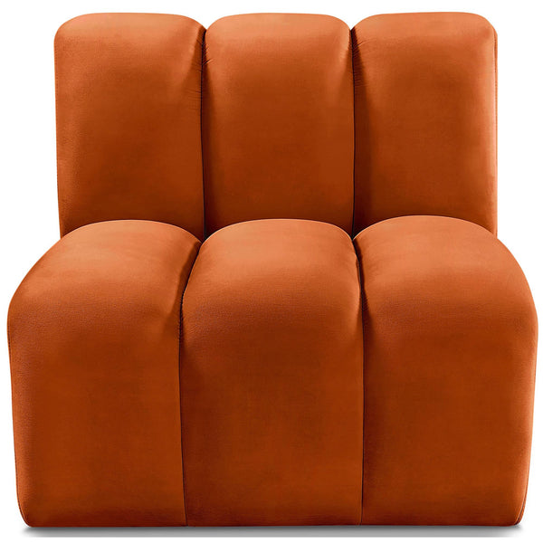 Meridian Arc Cognac Velvet Straight Chair IMAGE 1