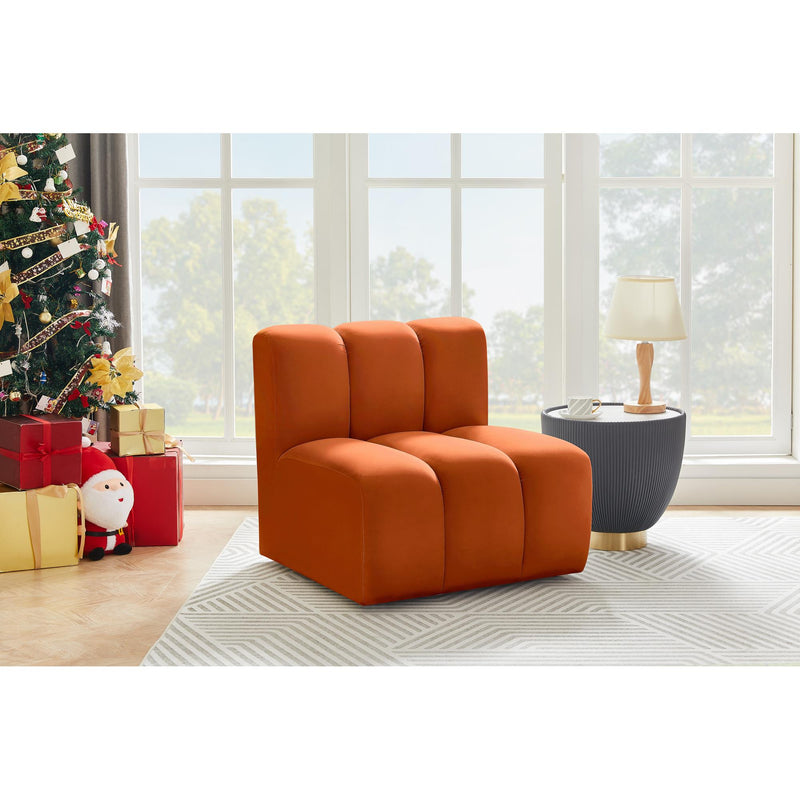 Meridian Arc Cognac Velvet Straight Chair IMAGE 2
