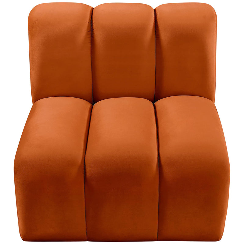 Meridian Arc Cognac Velvet Straight Chair IMAGE 4