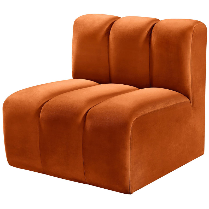 Meridian Arc Cognac Velvet Straight Chair IMAGE 6
