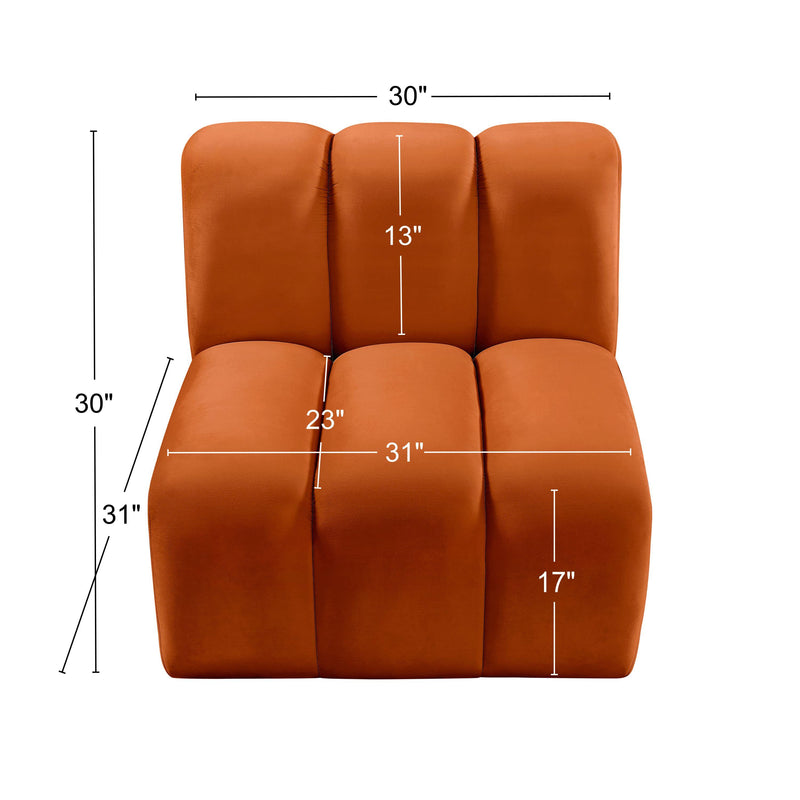 Meridian Arc Cognac Velvet Straight Chair IMAGE 8