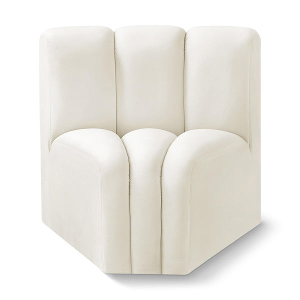 Meridian Arc Cream Velvet Curved Corner IMAGE 1