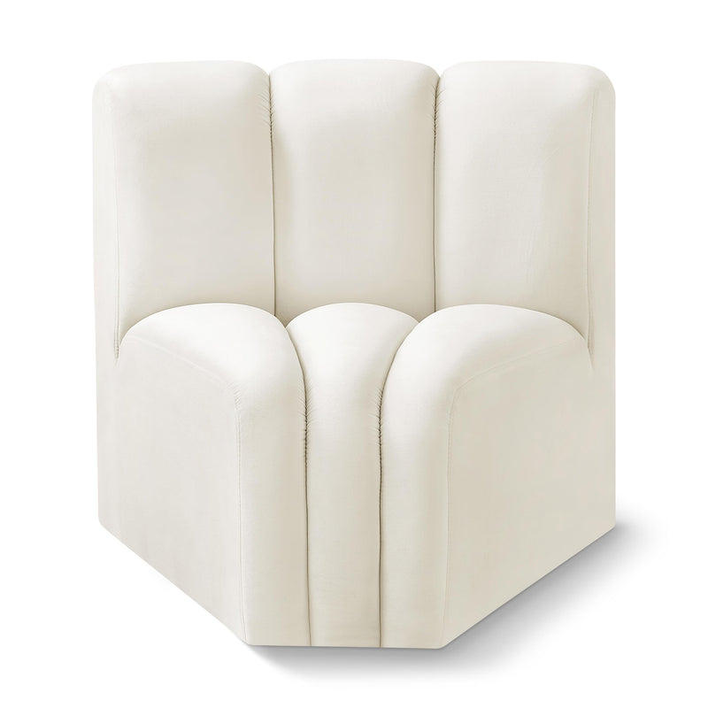 Meridian Arc Cream Velvet Curved Corner IMAGE 1