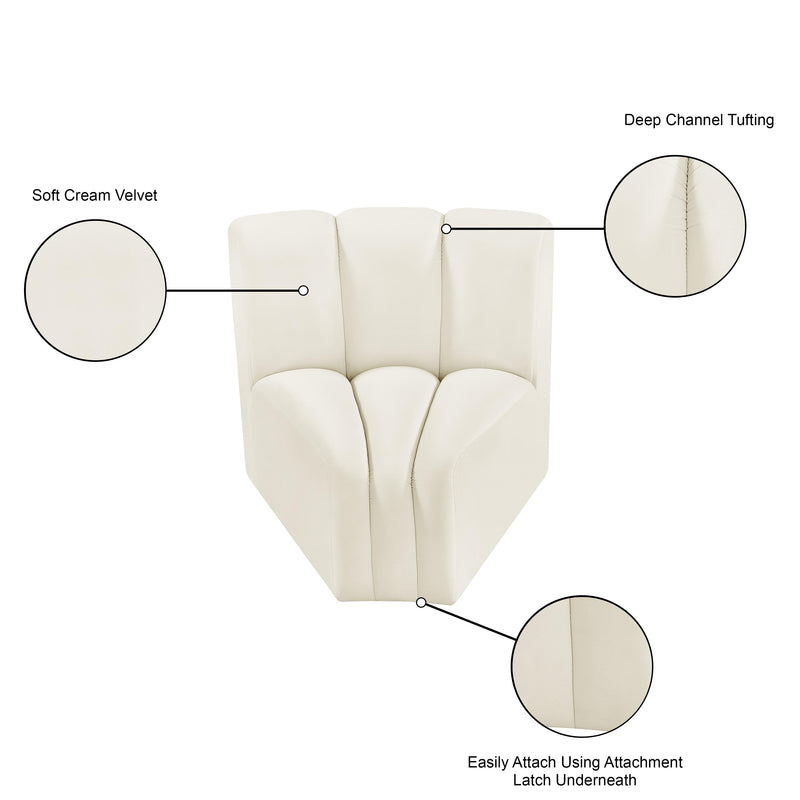 Meridian Arc Cream Velvet Curved Corner IMAGE 8