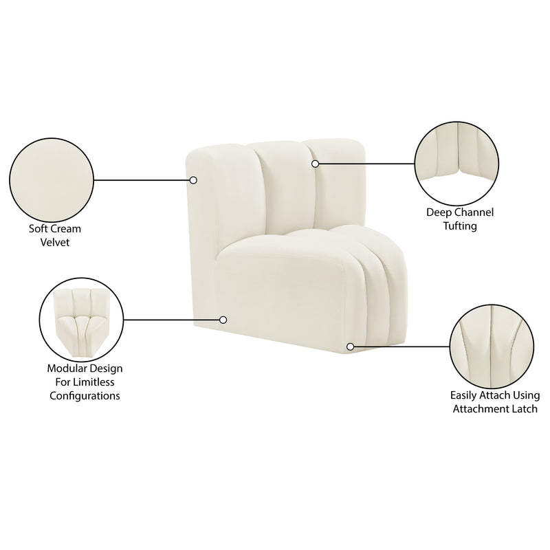 Meridian Arc Cream Velvet Curved Corner IMAGE 9