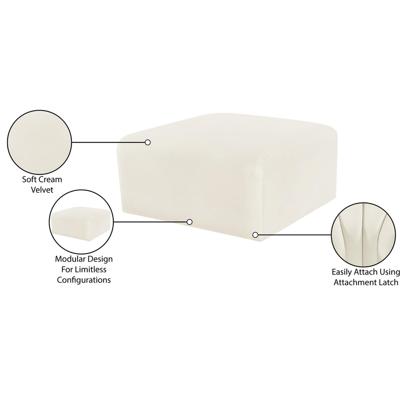 Meridian Arc Cream Velvet Ottoman IMAGE 7