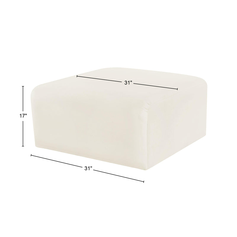 Meridian Arc Cream Velvet Ottoman IMAGE 8