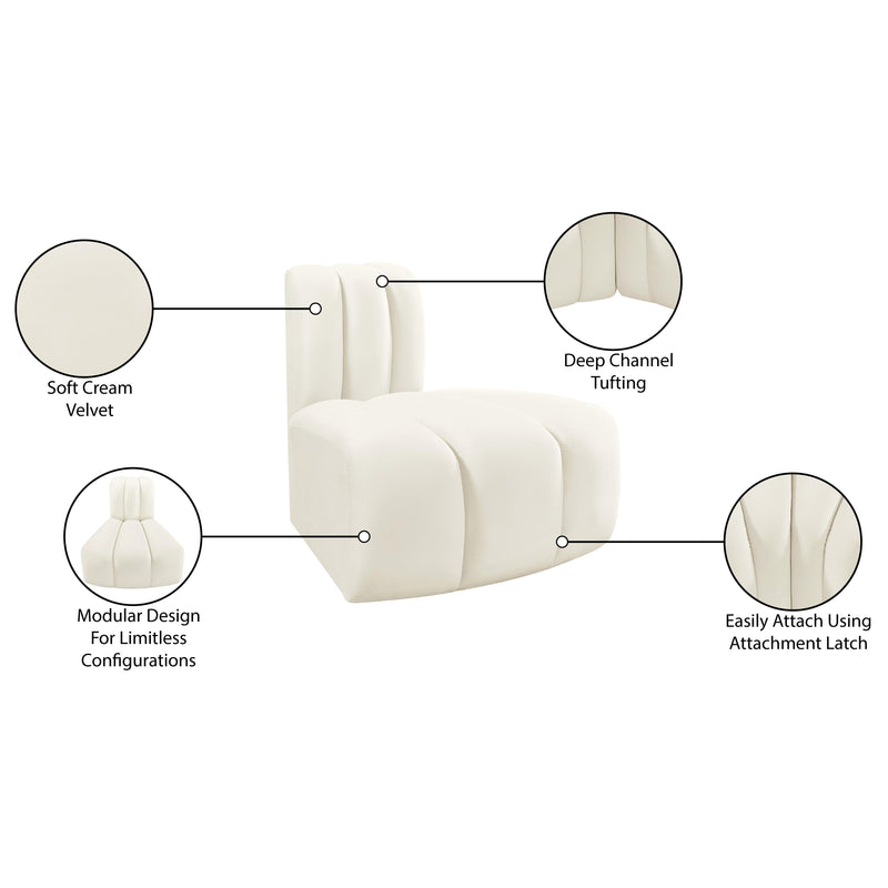 Meridian Arc Cream Velvet Reverse Corner IMAGE 8