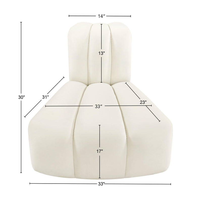 Meridian Arc Cream Velvet Reverse Corner IMAGE 9