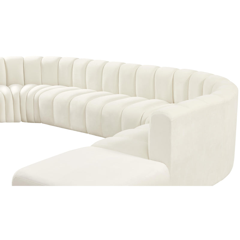 Meridian Arc Cream Velvet 10 pc Modular Sectional IMAGE 10