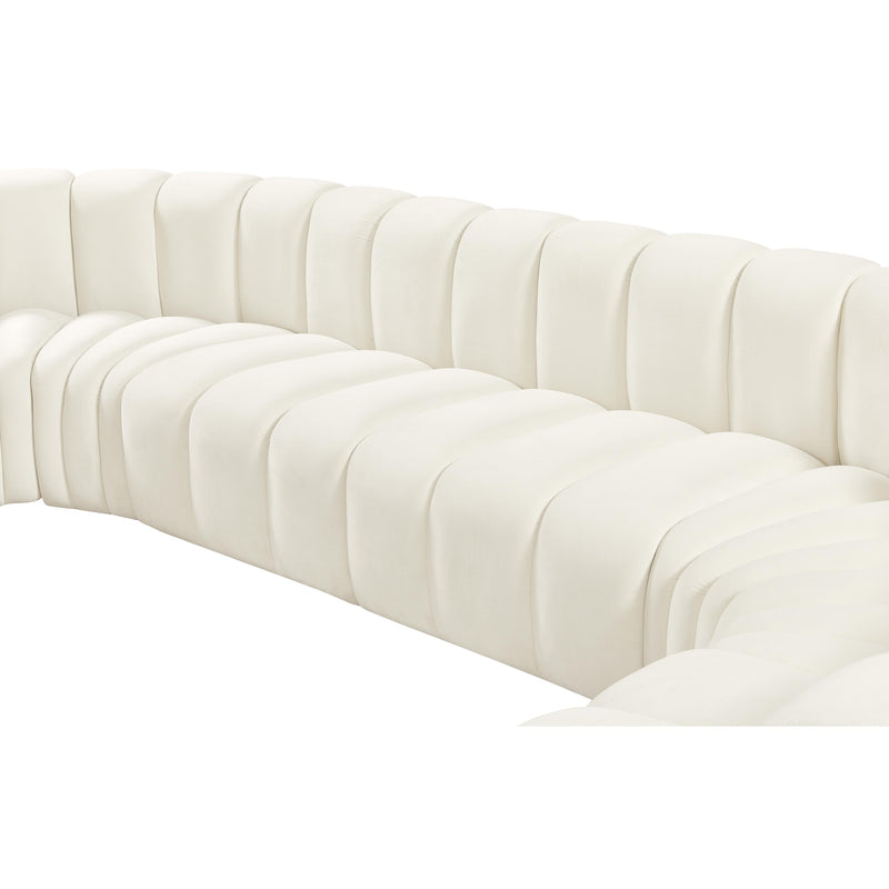 Meridian Arc Cream Velvet 10 pc Modular Sectional IMAGE 13