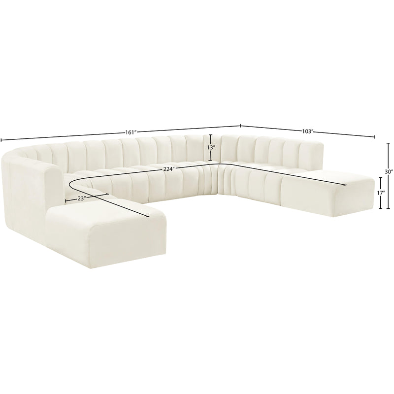 Meridian Arc Cream Velvet 10 pc Modular Sectional IMAGE 16
