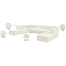 Meridian Arc Cream Velvet 10 pc Modular Sectional IMAGE 17