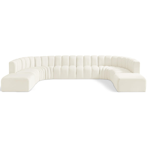 Meridian Arc Cream Velvet 10 pc Modular Sectional IMAGE 1