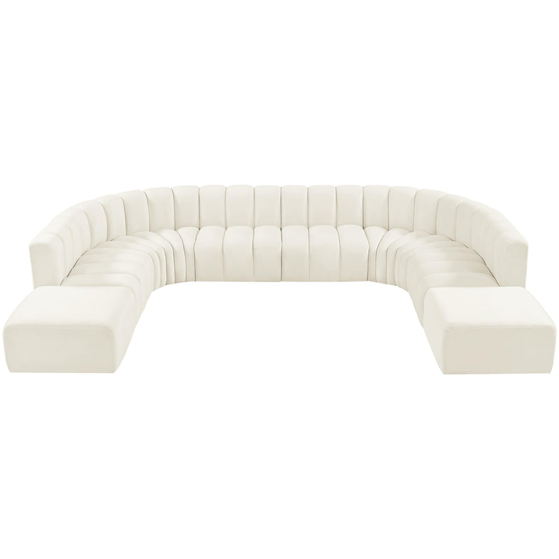 Meridian Arc Cream Velvet 10 pc Modular Sectional IMAGE 4