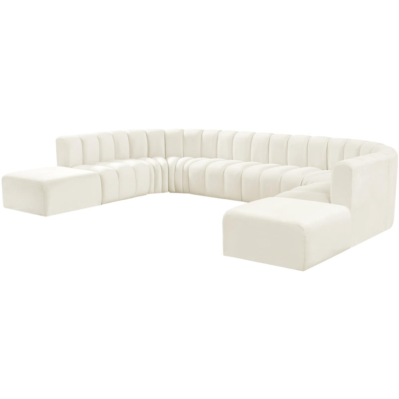 Meridian Arc Cream Velvet 10 pc Modular Sectional IMAGE 5