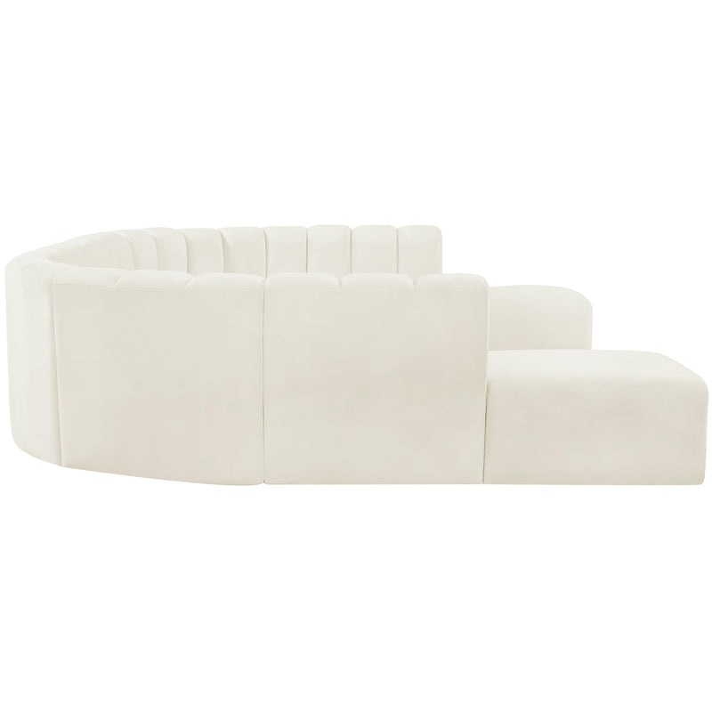 Meridian Arc Cream Velvet 10 pc Modular Sectional IMAGE 6