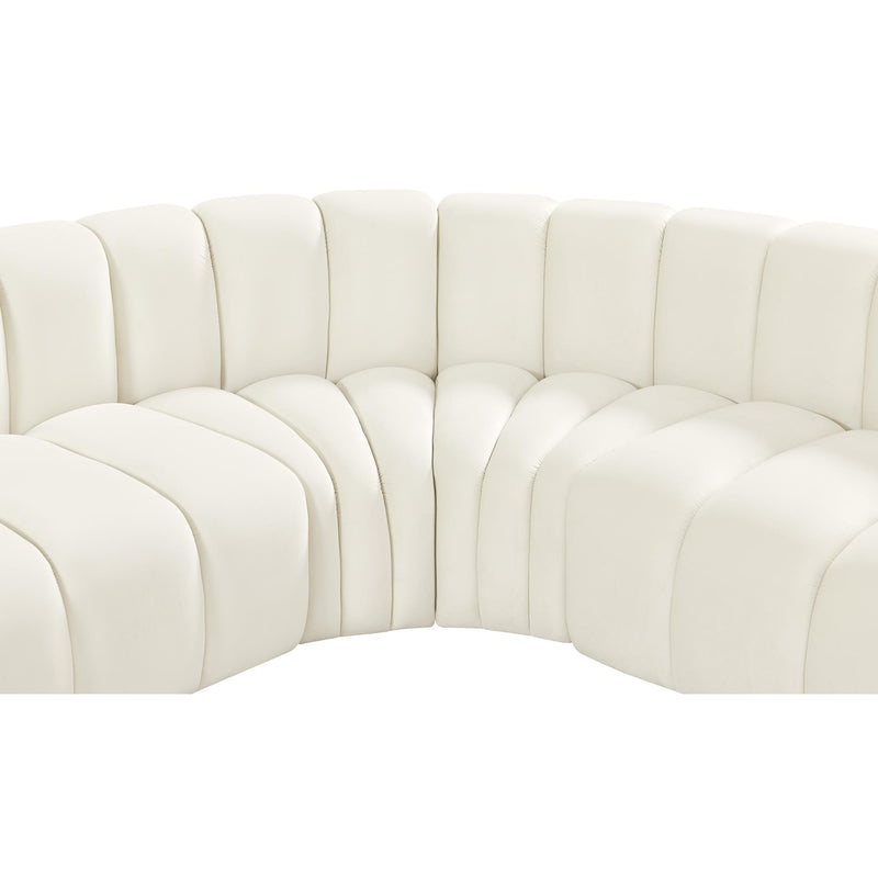 Meridian Arc Cream Velvet 10 pc Modular Sectional IMAGE 8