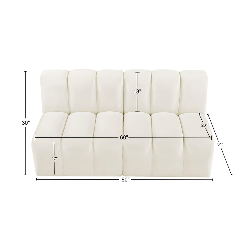 Meridian Arc Cream Velvet 2 pc Modular Sectional IMAGE 10