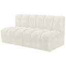 Meridian Arc Cream Velvet 2 pc Modular Sectional IMAGE 6