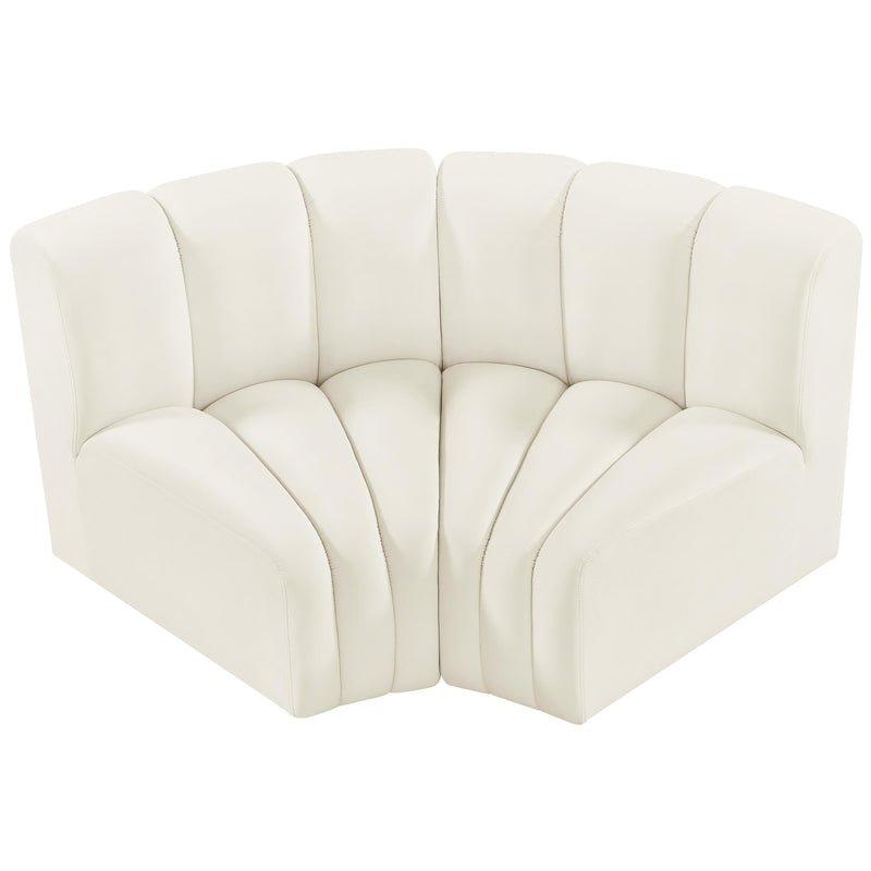 Meridian Arc Cream Velvet 2 pc Modular Sectional IMAGE 4