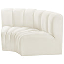 Meridian Arc Cream Velvet 2 pc Modular Sectional IMAGE 6