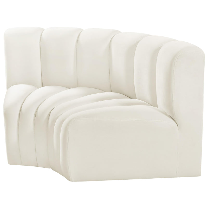 Meridian Arc Cream Velvet 2 pc Modular Sectional IMAGE 6