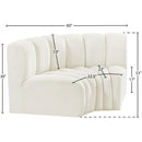 Meridian Arc Cream Velvet 2 pc Modular Sectional IMAGE 8