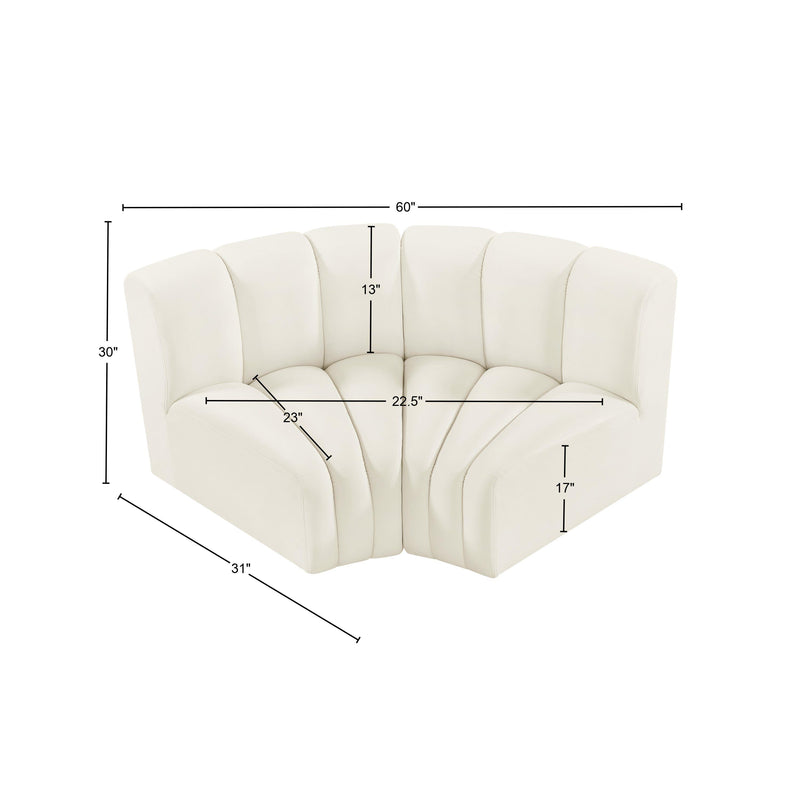 Meridian Arc Cream Velvet 2 pc Modular Sectional IMAGE 9