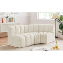 Meridian Arc Cream Velvet 3 pc Modular Sectional IMAGE 2