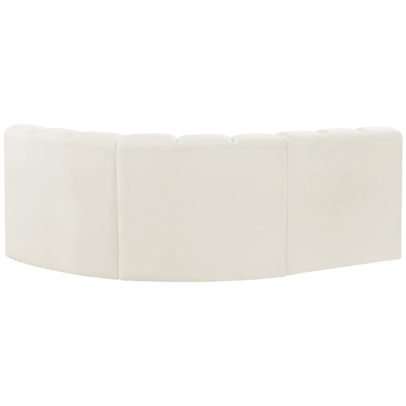 Meridian Arc Cream Velvet 3 pc Modular Sectional IMAGE 3