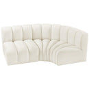 Meridian Arc Cream Velvet 3 pc Modular Sectional IMAGE 4