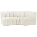 Meridian Arc Cream Velvet 3 pc Modular Sectional IMAGE 5